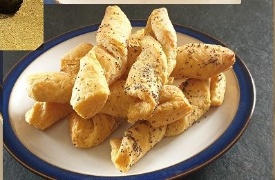 A plate of poppy-seeded cheese twists